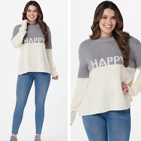 Peace Love World Sweaters - Peace Love World Happy Color Block Sweater